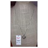 Sterling silver diamond heart pendant necklace