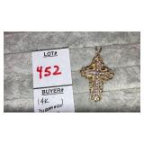 14k filigree diamond cross pendant