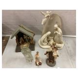 Two nativity sets and religious figurines