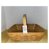 Longaberger square basket with a fixed handle and