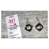 14k enamel & pearl earrings, pierced