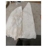 Vintage lace round table covers (2) and framed