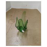 Vintage green glass vase