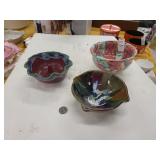 3 fancy pottery bowls