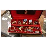 Vintage tietacs, cuff links assorted pins in snap