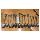 (12) souvenir spoons & Demi tasse