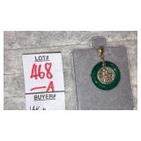 14k green jade circle pendant