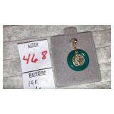 14k green jade circle pendant