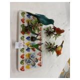 Decorative ceramic tray, Dutch shoes, bird