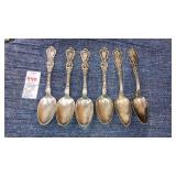 (6) floral silverplate teaspoons (4 Wallace