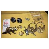 Pierced earrings, pins