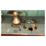 Brass pitcher, door knocker, hook