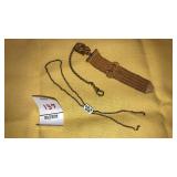 Antique watch fob, chain  & slide w tiny opals