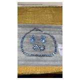 Rhinestone necklace, CORO clip earrings and