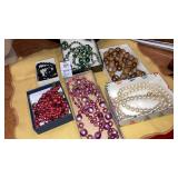 (6) vintage sets bead necklace & earrings