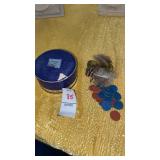 Evening in Paris powder container, blue and red