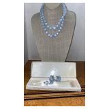 Richelieu double strand beads with Clip earrings