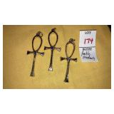 (3) vintage Egyptian Ankh pendants