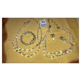 Vintage crystal bead necklaces bracelet earrings