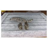 Rhinestone pin and earrings set