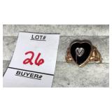 10k onyx & chip heart ring
