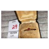 10k baby ring w/ pink gemstone