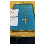 10k cross necklace. 14 k gf chain