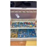 Vintage jewelry box & contents