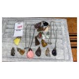 Polished stone pendants with chain necklaces (2)