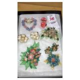 Vintage shell pin brooches & earrings