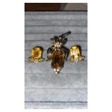 CORO clip earrings and pin set