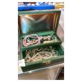 Vintage small jewelry box & contents
