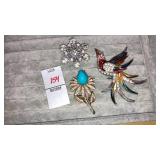 (3) vintage pin brooches