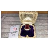 10k filigree ruby red stone ring in antique