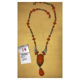 Art Deco orange necklace