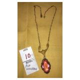 Art Nouveau Art Deco pink gem necklace