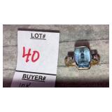 10k ring w/ blue & clear stones