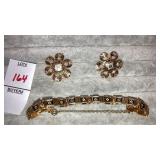 Vintage exotic bracelet & clip earrings