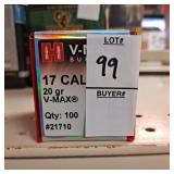 Hornady V-max bullets  17 cal,20 gr (100) new in