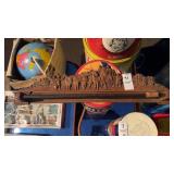 Antique Wooden Towel Holder Carved