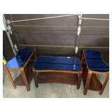 Vintage Art Deco cobalt blue mirror-topped