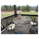 Vintage wrought iron table with 3 chairs