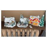 3 Lighted Christmas Village Houses