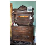 Antique Tiger Oak Buffet/Sideboard- mirrored45