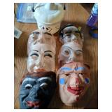 Halloween masks lot of 6 and bucket