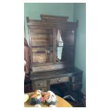Antique Primitive Desk with Glass Door
