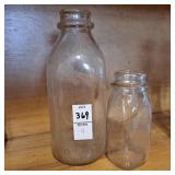 Menzie glass bottles,quart, half pint