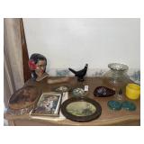 Vintage glass trinket dishes, Avon pheasant &