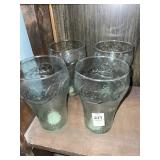 4 Coca-Cola green large glasses