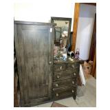 Vintage armoire mirrored dresser cabinet ** no